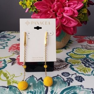 Panacea yellow pom earings.